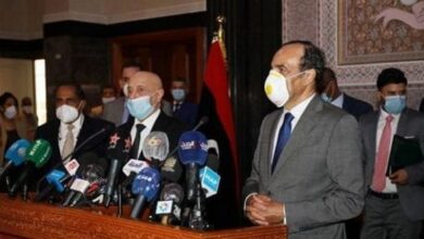 Libyan and Moroccan officials address the crisis during a press conference.