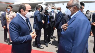 إسماعيل عمر جيلة في استقبال السيسي