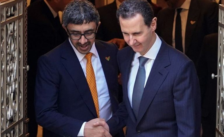 الأسد يستقبل وزير خارجية الإمارات