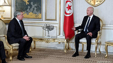 قيس سعيد مع أنطونيو تاياني