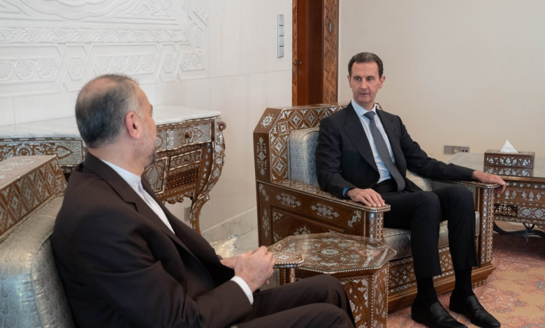 الأسد خلال اجتماعه مع اللهيان