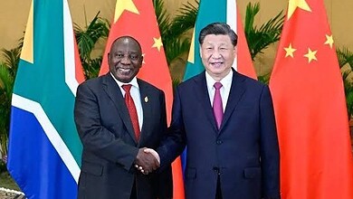 الزعيم الصيني مع سيريل رامافوسا