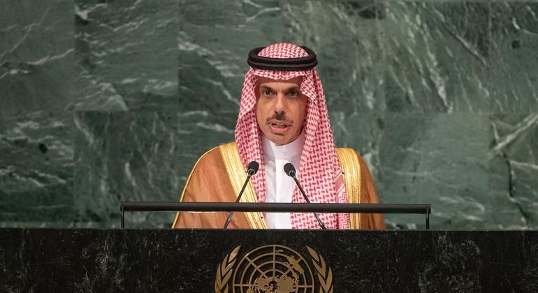 وزير الخارجية السعودي الأمير فيصل بن فرحان في كلمته اليوم أمام الأمم المتحدة