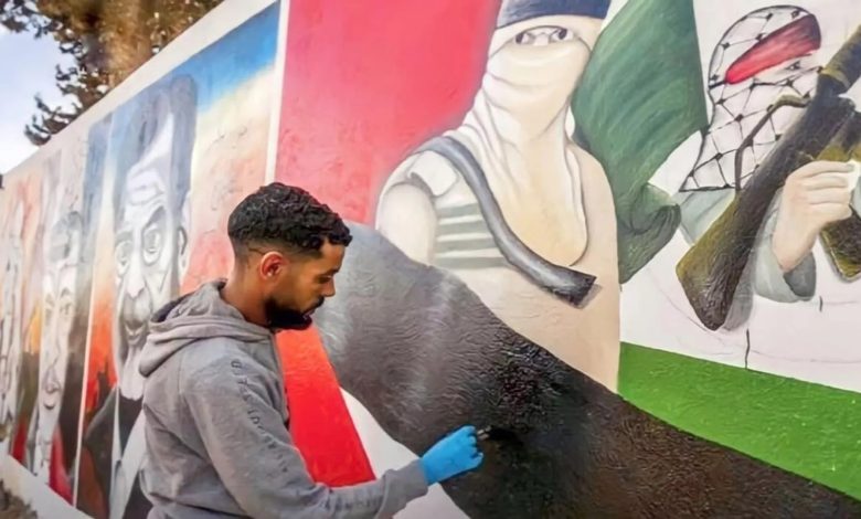 مبدعون تونسيون يساندون غزة بالجداريات