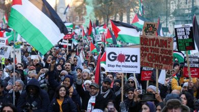 تظاهرة حاشدة في لندن تطالب بوقف الحرب على غزة
