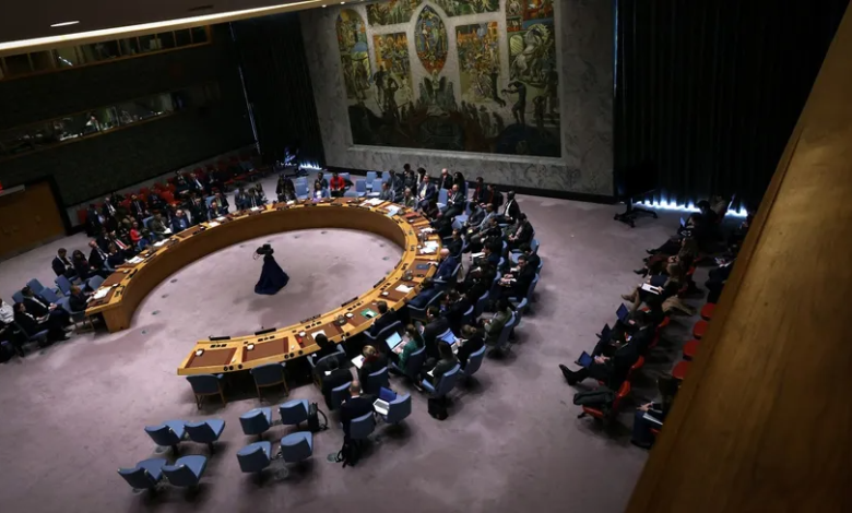 جانب من جلسة مجلس الأمن الدولي التي فشلت الولايات المتحدة خلالها تمرير مشروع قرارها بشأن حرب غزة. 22 مارس 2024