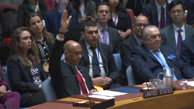 استخدام ممثل الولايات المتحدة الفيتو ضد مشروع قرار لمنح فلسطين العضوية الكاملة بالأمم المتحدة. 18 أبريل 2024