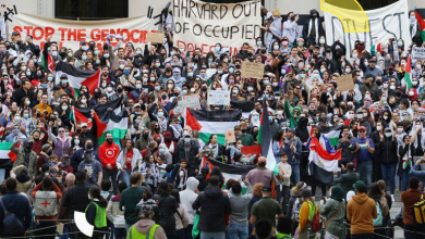 مظاهرة مؤيدة لفلسطين في جامعة هارفارد بالولايات المتحدة