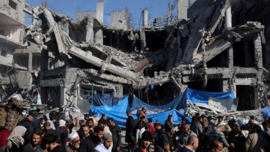 Effects of destruction in the Nuseirat camp in the central Gaza Strip