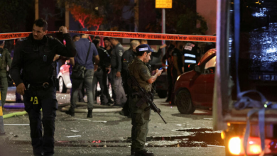 Israeli policemen at the site of the explosion in Tel Aviv on July 19, 2024