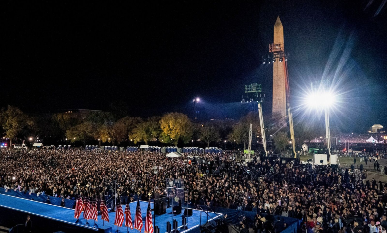 Hundreds of Americans protest Harris during her speech at a campaign rally in Washington, DC