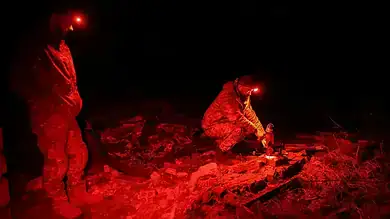 Ukrainian soldiers surrender in darkness near Bukrovsk, Russia.